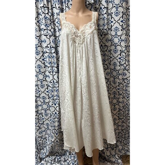 Natori White Satin Lace Slip Dress Chemise Nightgown XL Wedding Slip Dress VTG